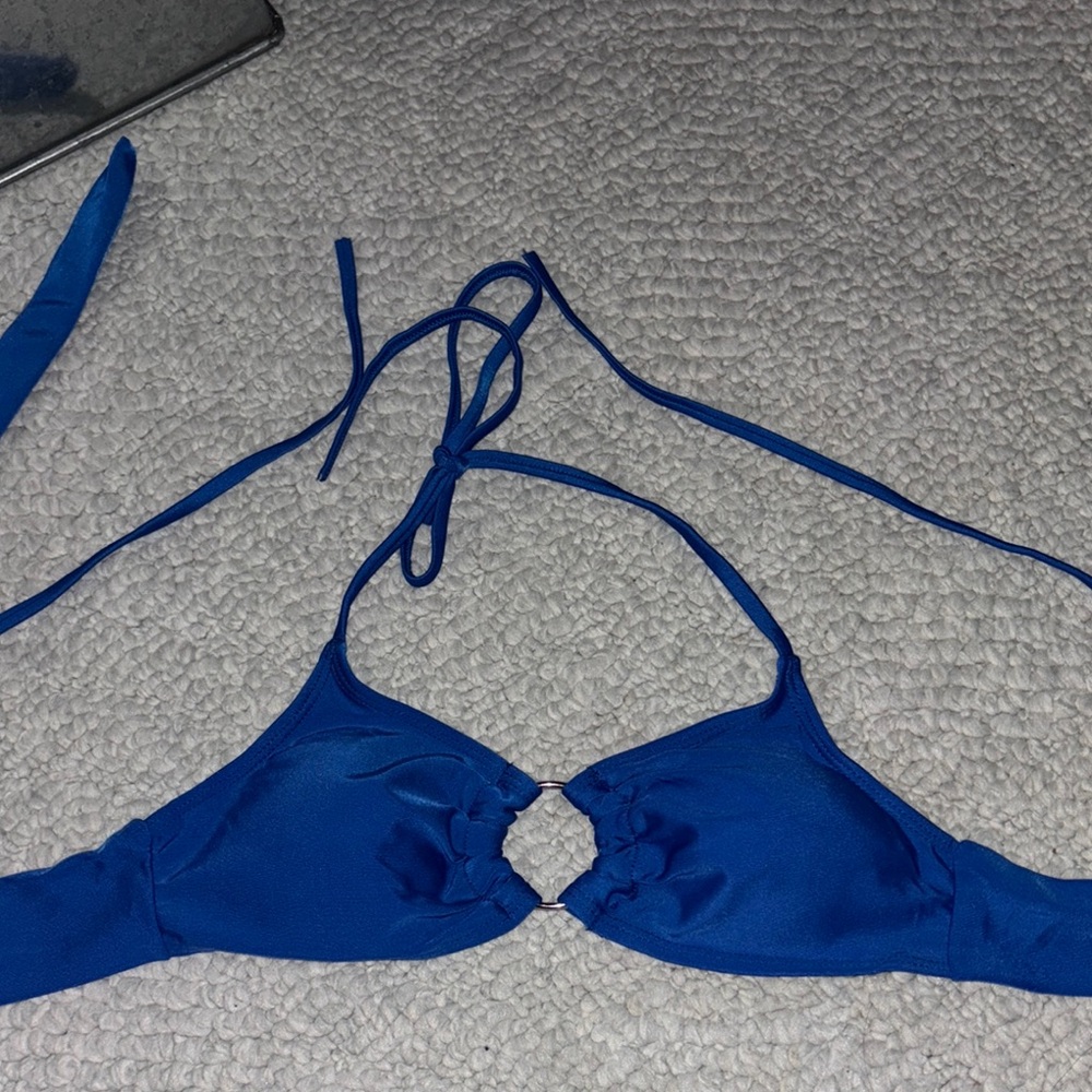 Blue Halter Bikini Top